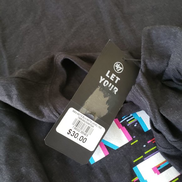 '47 Brooklyn Nets T-Shirt Tee Men's XL + XXL Nets Level NBA Basketball Black NWT - Picture 7 of 13